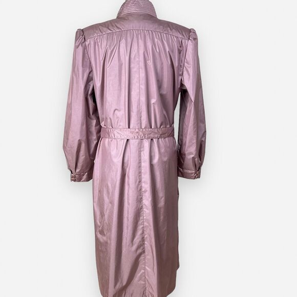 Vintage Changing Scene Rain Coat Belt Size 18 Zip Out Quilted Liner Shiny Fabric - Picture 2 of 16